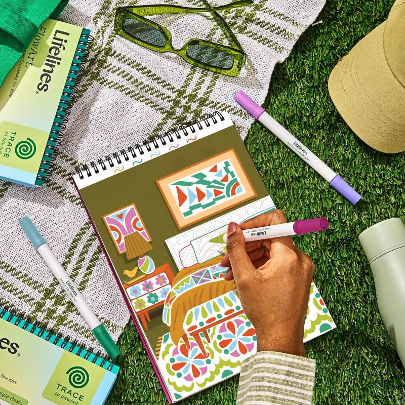 Lifelines Coloring & Painting Kits FlowArt: Trace-to-Doodle Style Your Space