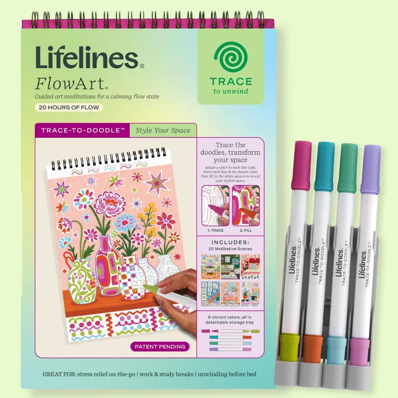 Lifelines Coloring & Painting Kits FlowArt: Trace-to-Doodle Style Your Space