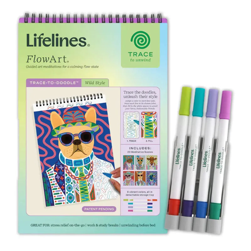 Lifelines Coloring & Painting Kits FlowArt: Trace-to-Doodle - Wild Style