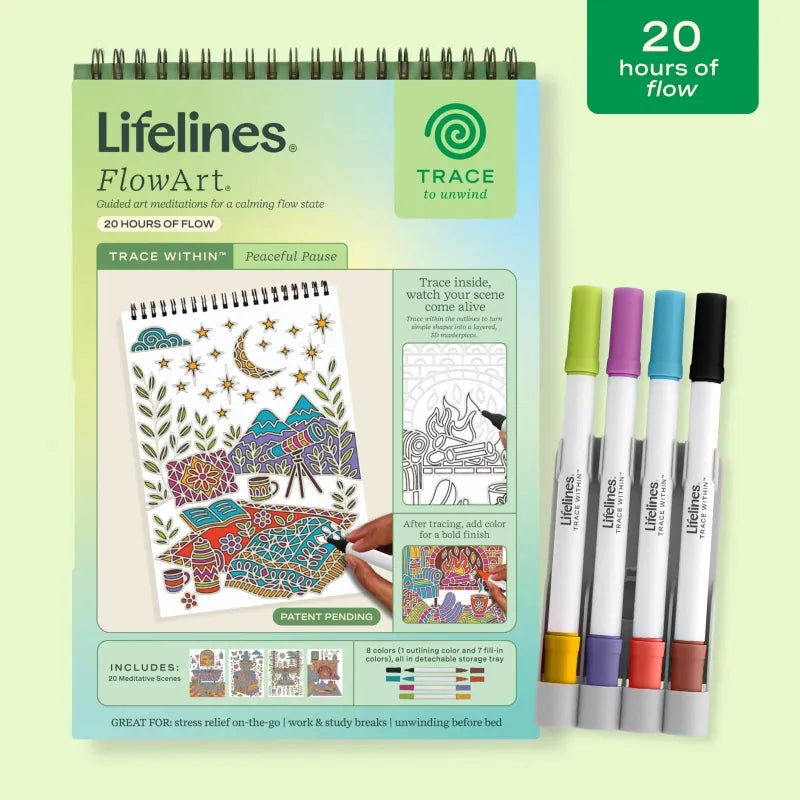 Lifelines Coloring & Painting Kits FlowArt: Trace Within - Peaceful Pause