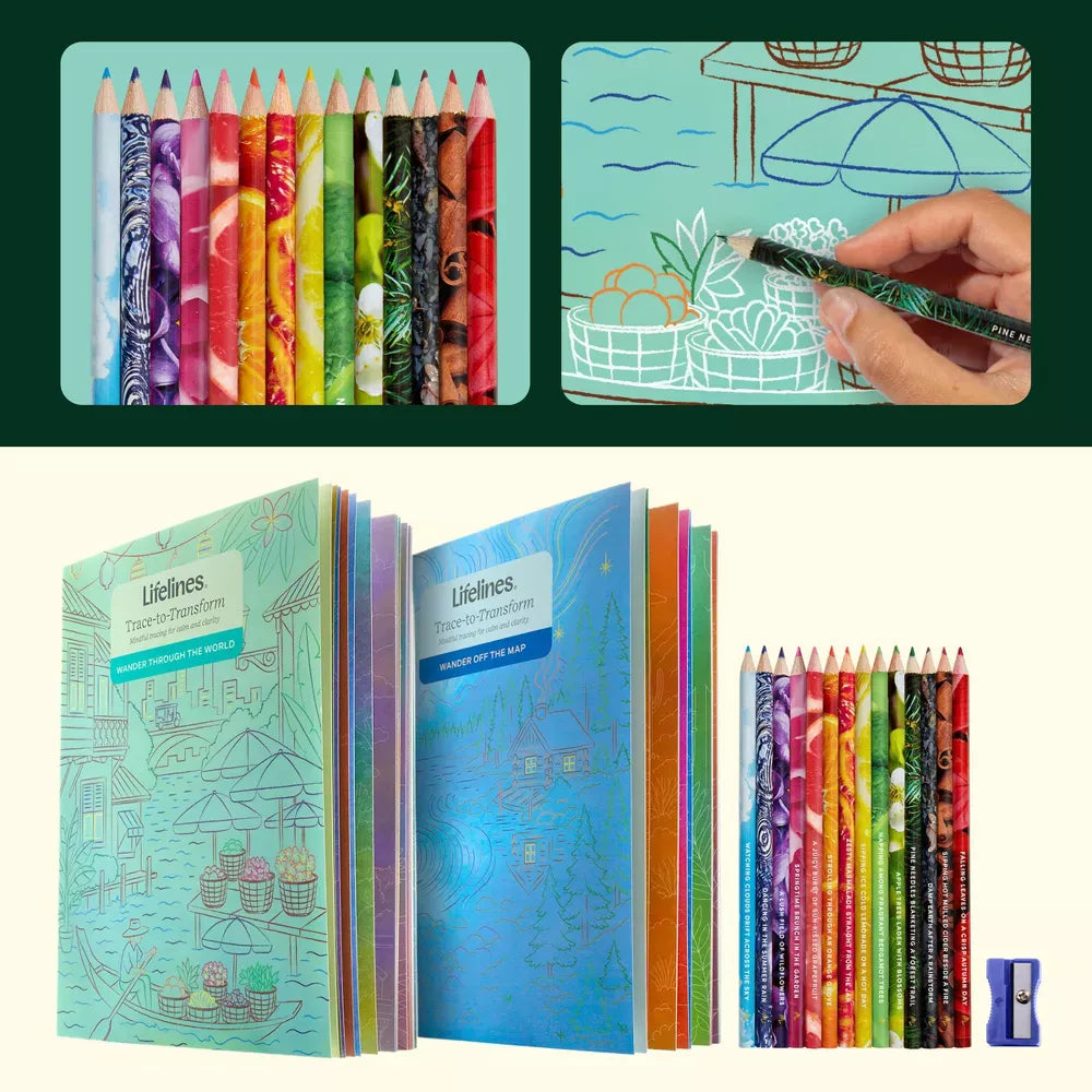 Lifelines Coloring & Painting Kits Tracing Art Pads with Colored Pencils