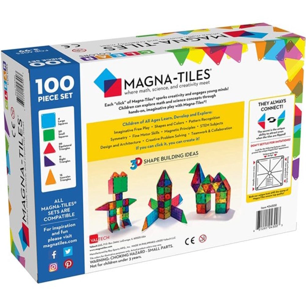 Magna-Tiles Construction Magna-Tiles: Clear Colors 100 Piece Set