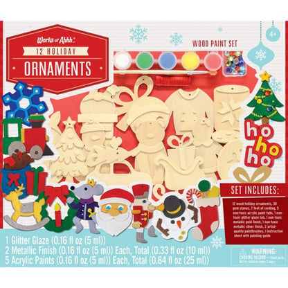 MasterPieces Art & Craft Activity Kits Holiday Ornaments Wood Painting Kit (Set of 12)