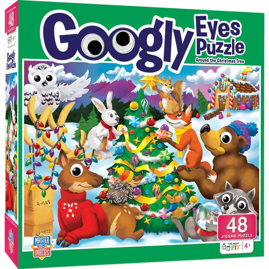 MasterPieces Under 100 Piece Puzzles Around the Christmas Tree 48 Piece Googly Eyes Puzzle