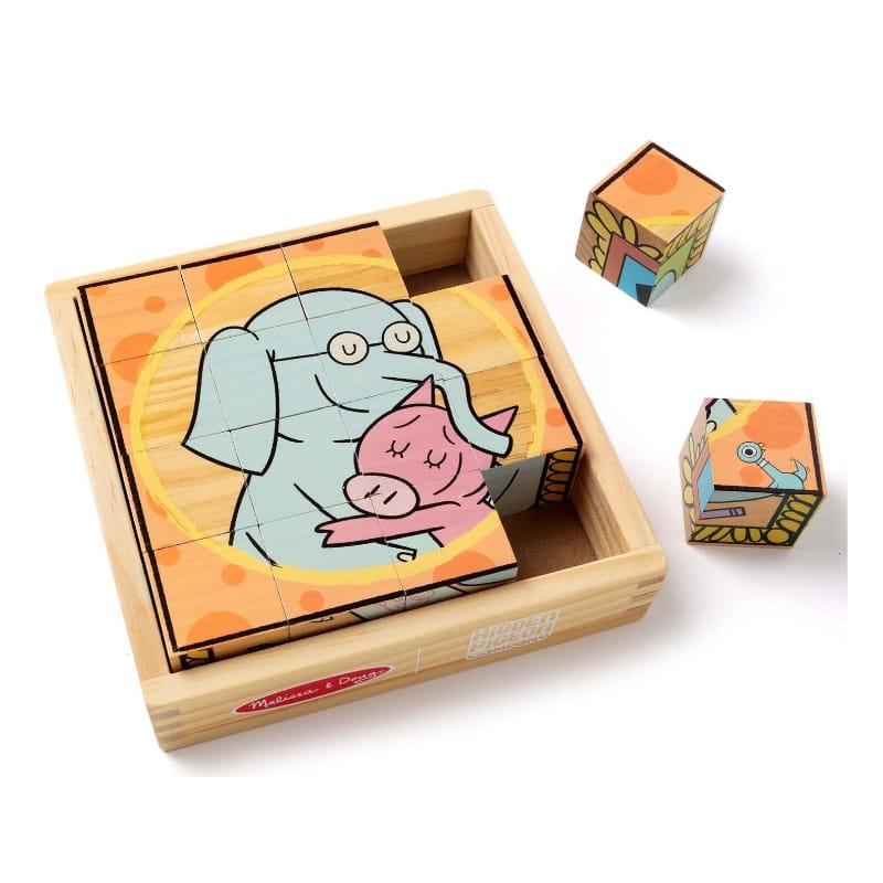 Melissa & Doug Chunky Puzzles Mo Willems Elephant & Piggie Wooden Cube Puzzle