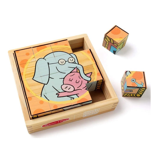 Melissa & Doug Chunky Puzzles Mo Willems Elephant & Piggie Wooden Cube Puzzle