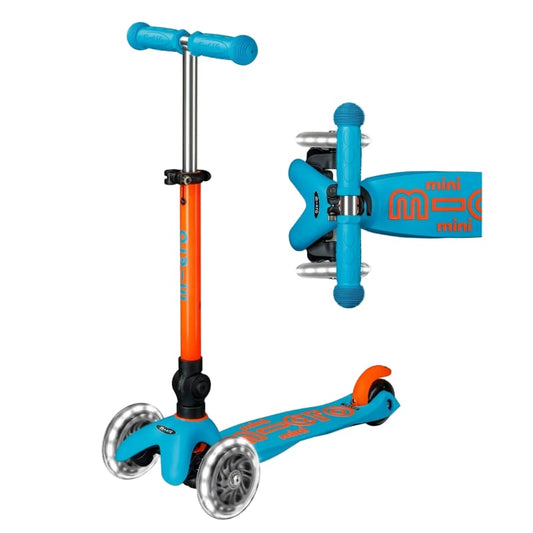 Micro Kickboard LED Scooters Default Mini Foldable LED Scooter - Neon Orange/Aqua