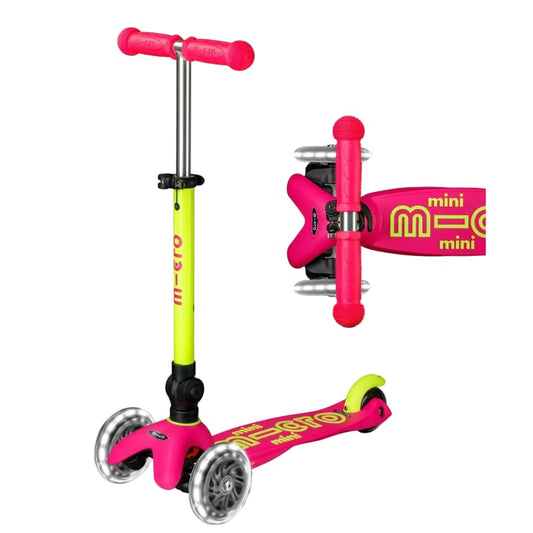 Micro Kickboard LED Scooters Default Mini Foldable LED Scooter - Neon Pink/Yellow