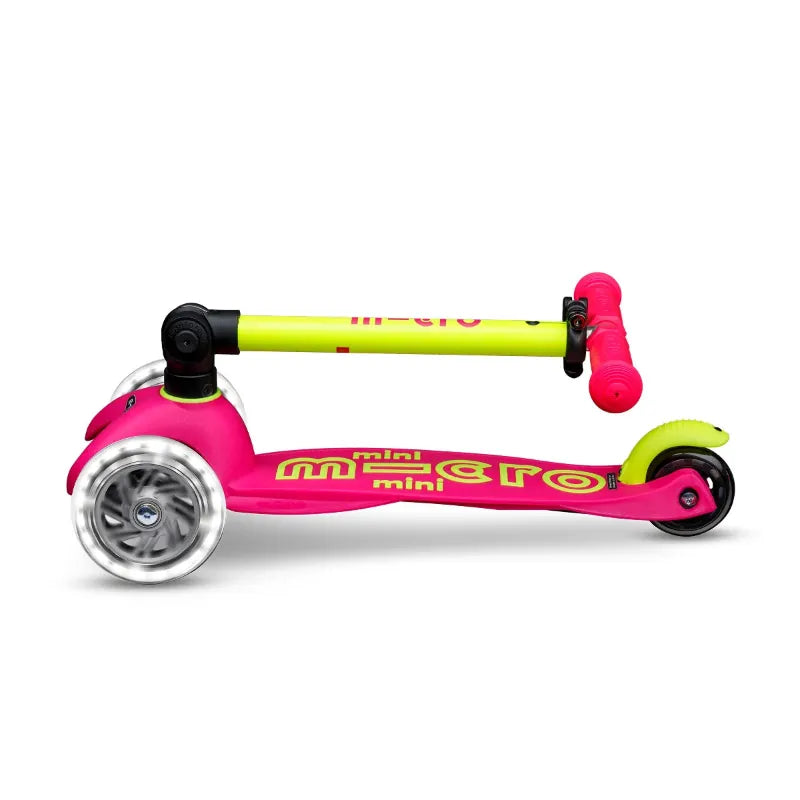 Micro Kickboard LED Scooters Default Mini Foldable LED Scooter - Neon Pink/Yellow