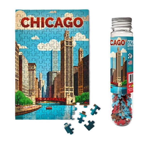 Micro Puzzles Mini Puzzles Default Chicago Travel Poster 150 Piece Micro Puzzle