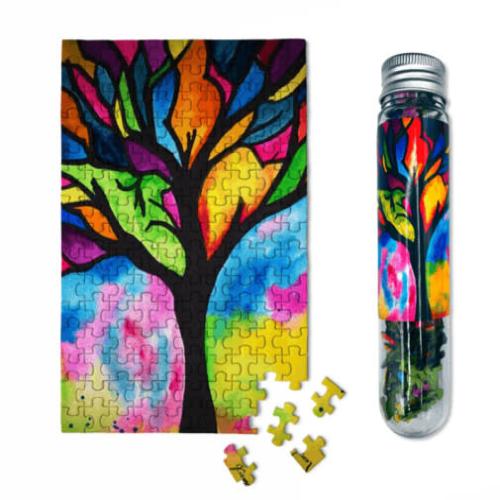 Micro Puzzles Mini Puzzles Default Stained Glass Tree 150 Piece Micro Puzzle