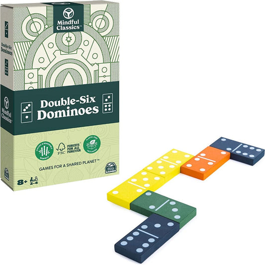 Mindful Classics Domino Games Double-Six Wood Dominoes Set