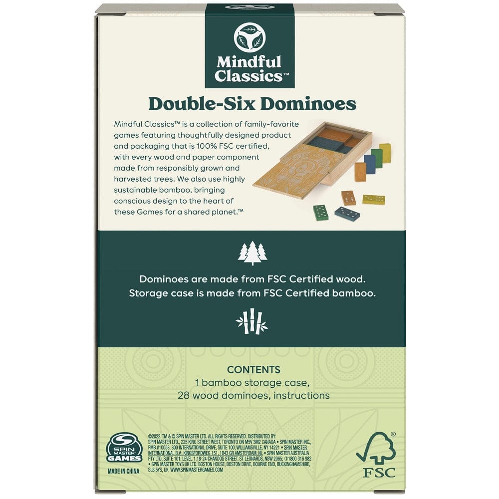 Mindful Classics Domino Games Double-Six Wood Dominoes Set