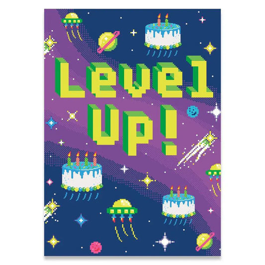 MindWare Gift Enclosure Cards Default Level Up Neon Birthday Card