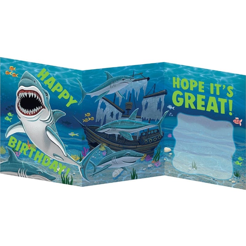 MindWare Gift Enclosure Cards Hope It's Great! Shark Tri-Fold Birthday Card