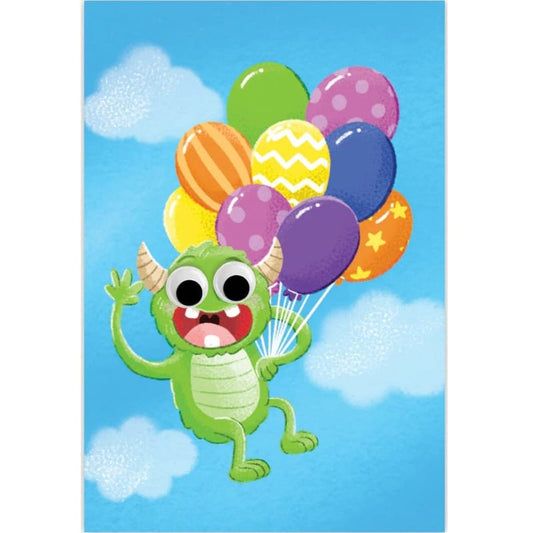 MindWare Mini Gift Enclosure Cards Monster w/ Balloons Google Eye Gift Enclosure
