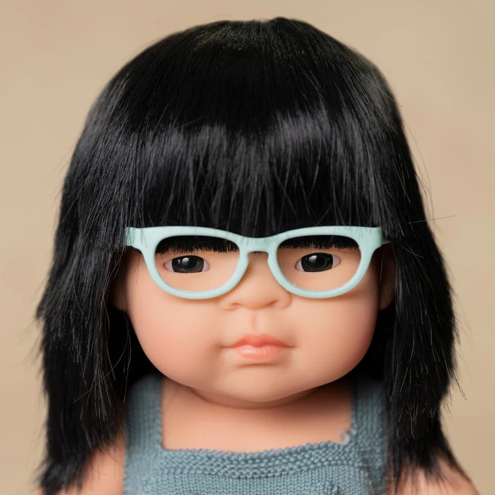 Miniland Dolls Default Baby Doll Asian Girl with Glasses  (Lead Romper)