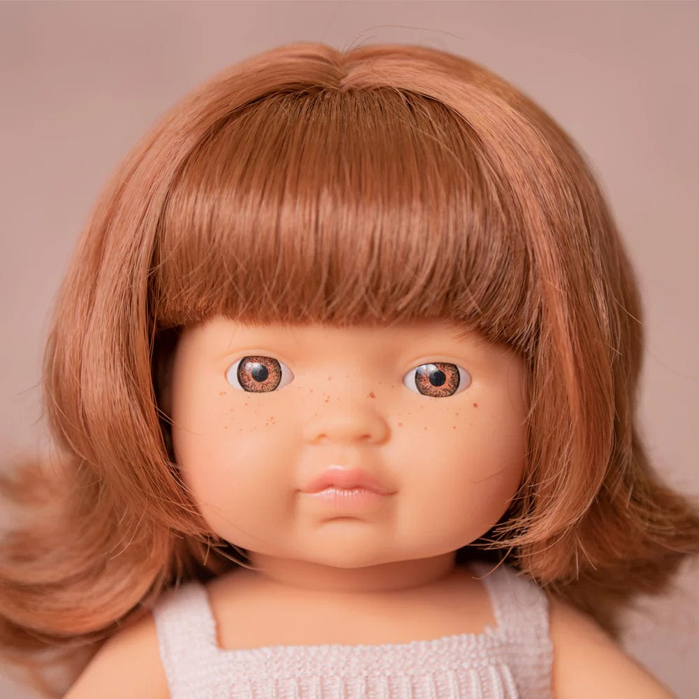 Miniland Dolls Default Baby Doll Caucasian Girl - Redhead (Pink Romper)