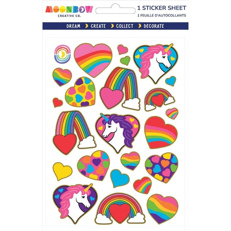 Moonbow Creative Co Stickers 80s Hearts & Unicorns Foil Stickers