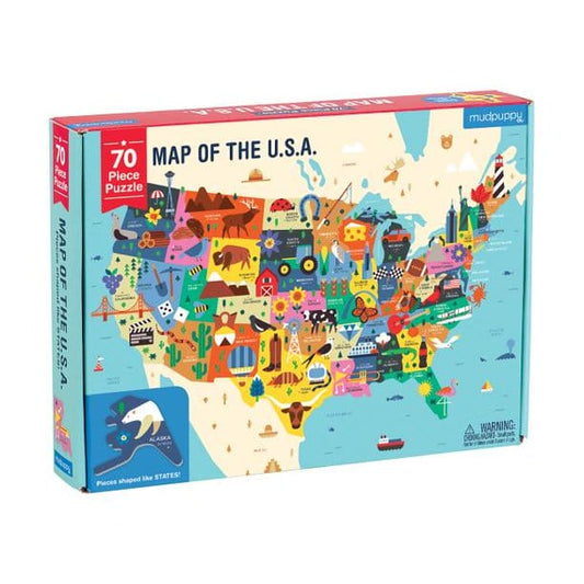 Mudpuppy Under 100 Piece Puzzles Map of the USA Puzzle 70 Piece Puzzle