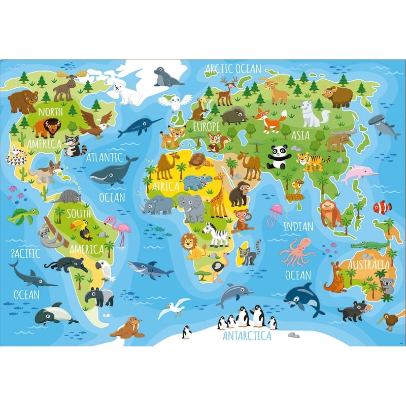 Nexa 150 Piece Puzzles Animals World Map 150 Piece Puzzle