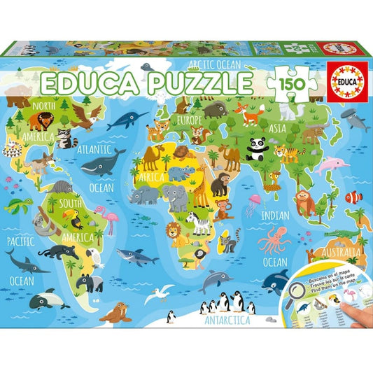 Nexa 150 Piece Puzzles Animals World Map 150 Piece Puzzle