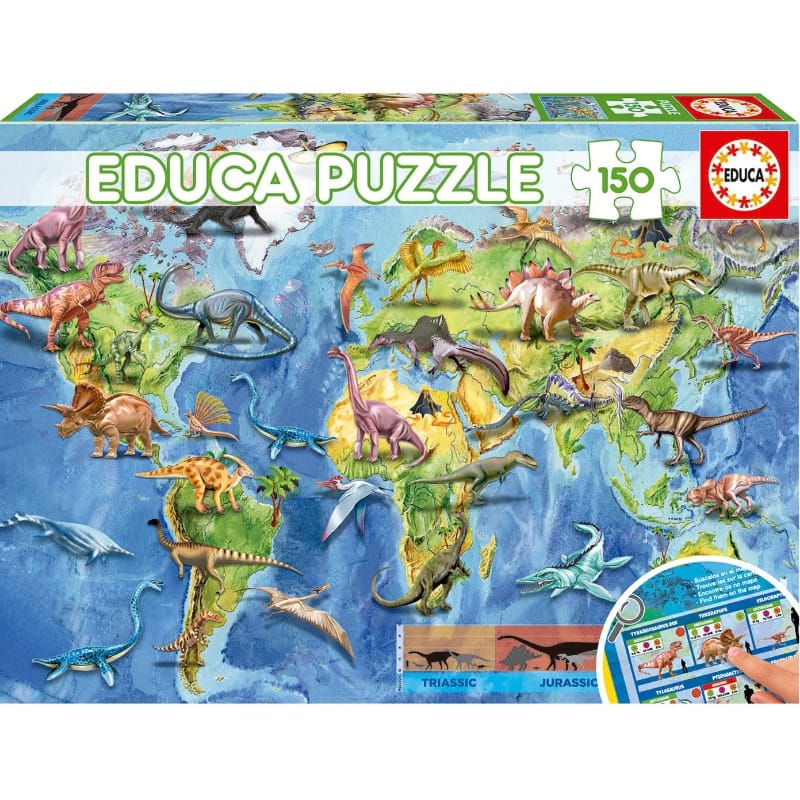 Nexa 150 Piece Puzzles Dinosaurs World Map 150 Piece Puzzle