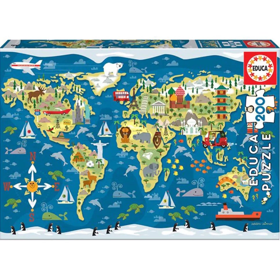 Nexa 200 Piece Puzzles World Map 200 Piece Puzzle