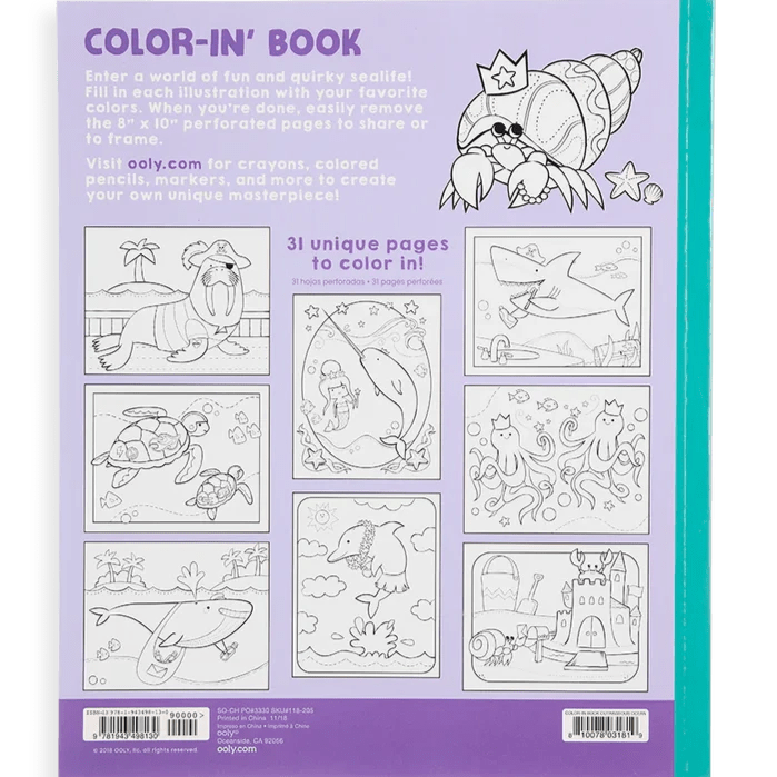 Ooly Coloring & Painting Books Default Color-In' Book: Outrageous Ocean