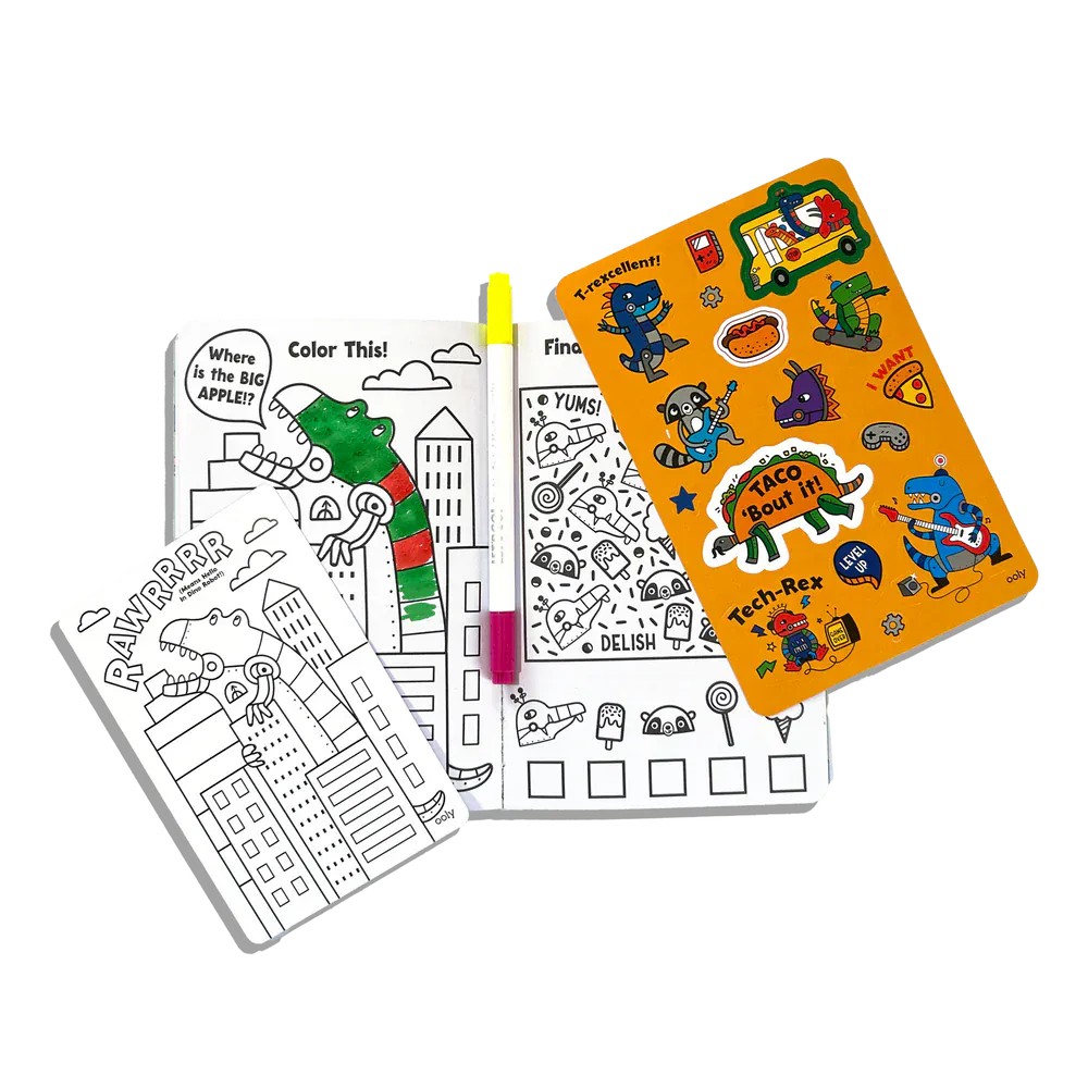 Ooly Coloring & Painting Kits Let's Go! Robo Dinos Activity Kit