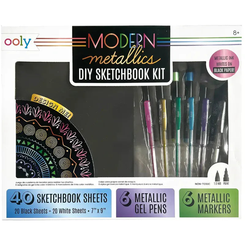 Ooly Coloring & Painting Kits Modern Metallics Sketchbook Kit