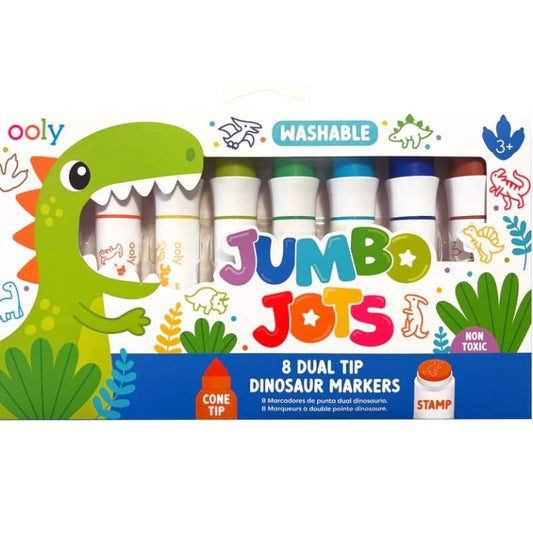 Ooly Markers, Pens, Brushes & Crayons Jumbo Jots Dual Tip Stamp Markers - Dinosaur