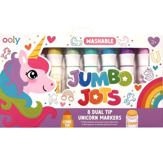 Ooly Markers, Pens, Brushes & Crayons Jumbo Jots Dual Tip Stamp Markers - Unicorn