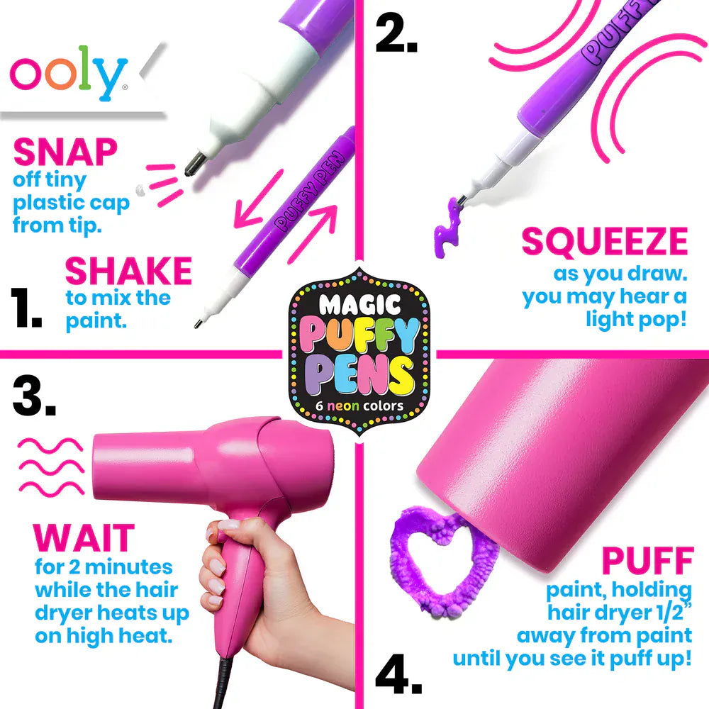 Ooly Markers, Pens, Brushes & Crayons Magic Puffy Neon Pens