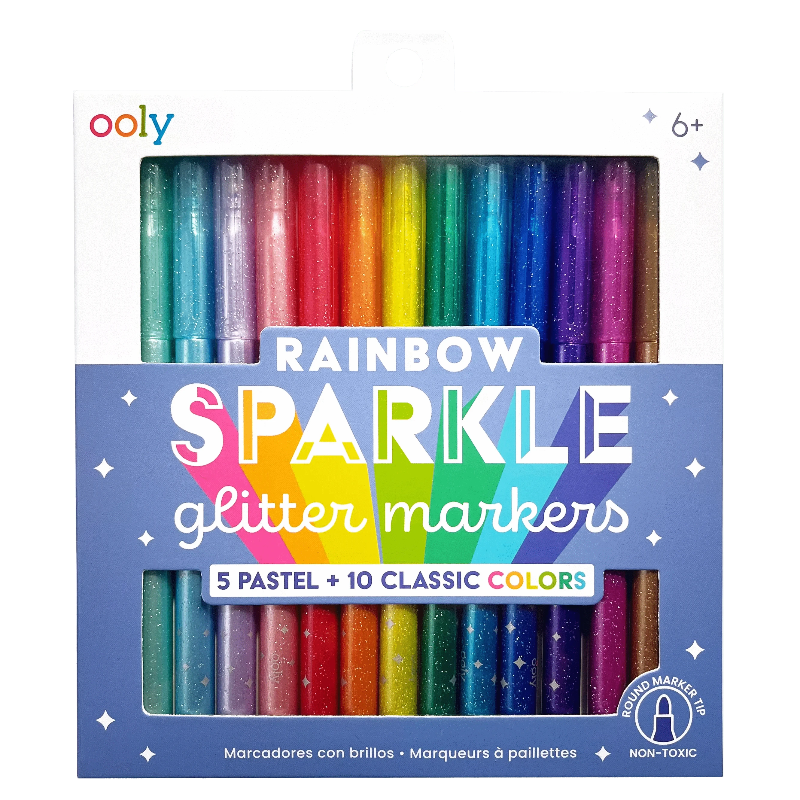 Ooly Markers, Pens, Brushes & Crayons Rainbow Sparkle Glitter Markers (Set of 15)
