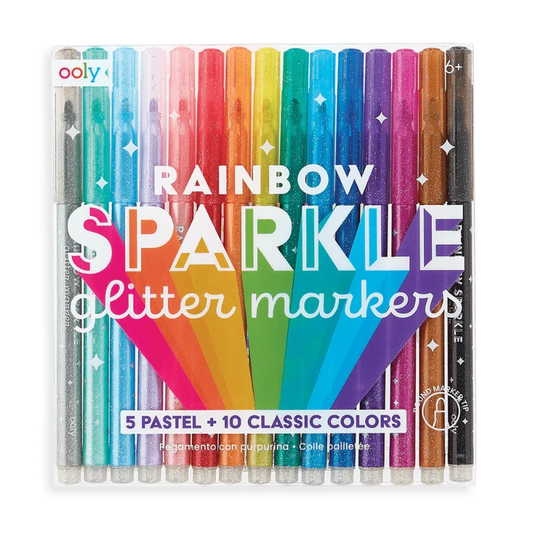 Ooly Markers, Pens, Brushes & Crayons Rainbow Sparkle Glitter Markers (Set of 15)