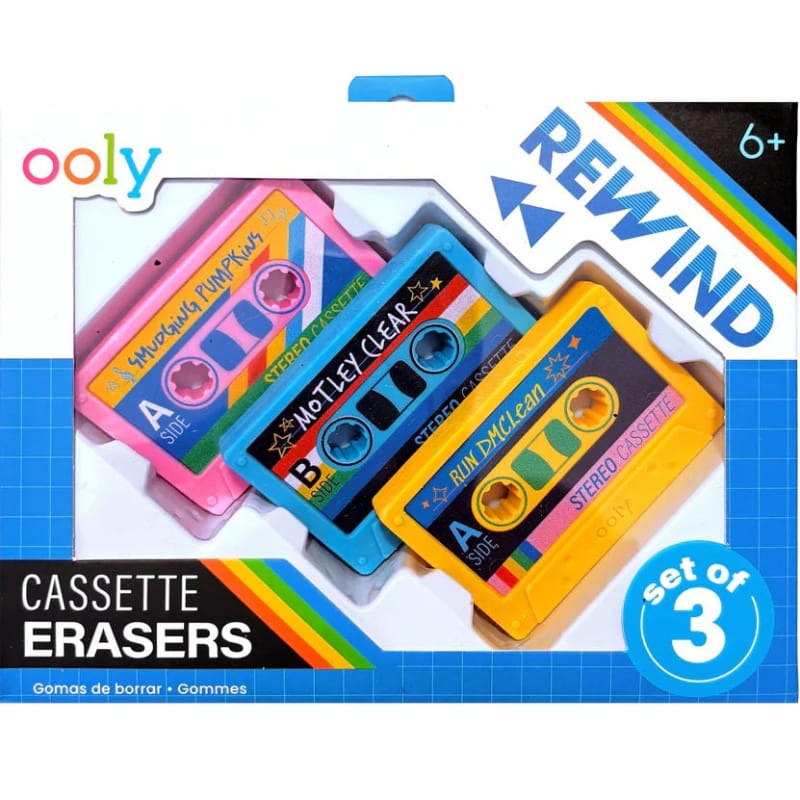 Ooly Markers, Pens, Brushes & Crayons Rewind Cassette Erasers - Retro