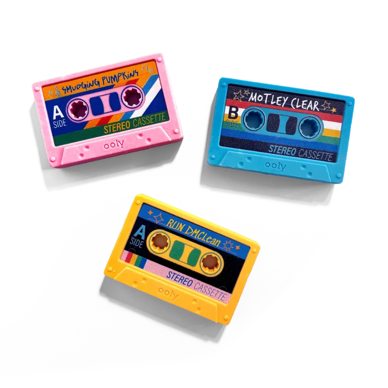 Ooly Markers, Pens, Brushes & Crayons Rewind Cassette Erasers - Retro