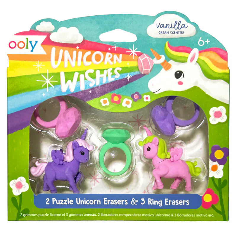 Ooly Markers, Pens, Brushes & Crayons Unicorn Wishes Scented Puzzle Erasers
