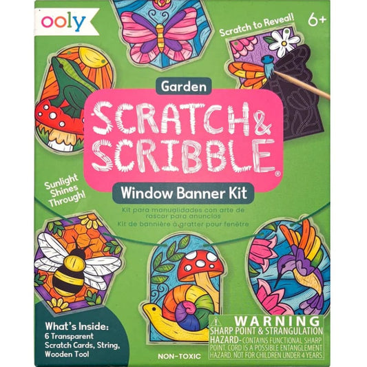 Ooly Scratch Arts & Crafts Scratch & Scribble Mini Window Kit Garden