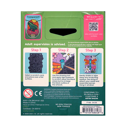 Ooly Scratch Arts & Crafts Scratch & Scribble Mini Window Kit Garden