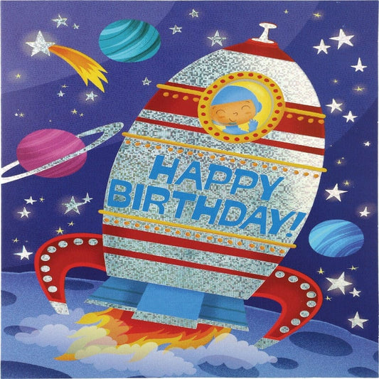 Peaceable Kingdom Gift Enclosure Cards Default Happy Birthday! Space Foil Card