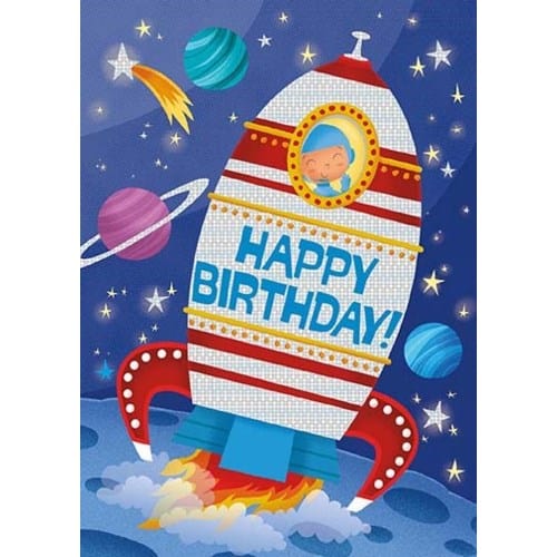 Peaceable Kingdom Gift Enclosure Cards Default Happy Birthday! Space Foil Card