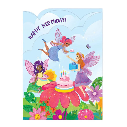 Peaceable Kingdom Gift Enclosure Cards Fairy Garden Party Foil Trifold Card