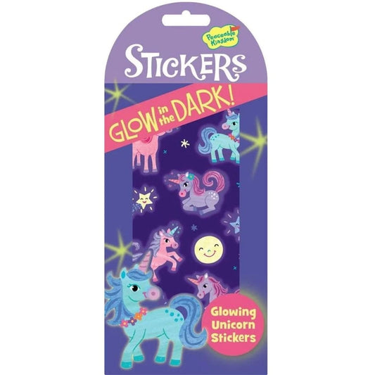 Peaceable Kingdom Glow In The Dark Stickers Glow In The Dark Stickers - Glowing Unicorns