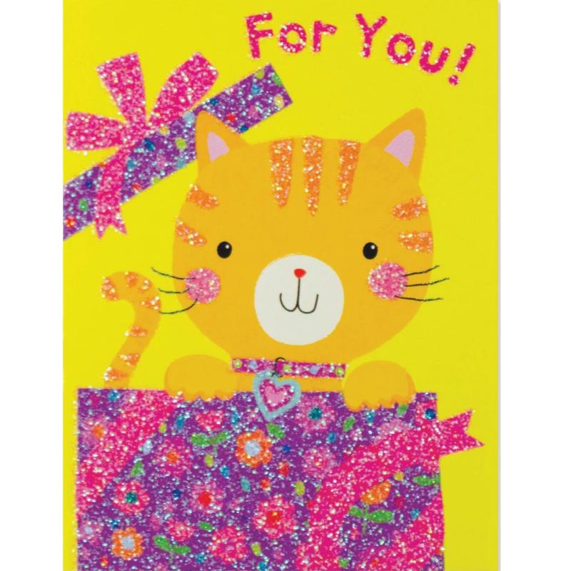 Peaceable Kingdom Mini Gift Enclosure Cards Default For You! Kitty In Box Glitter Gift Enclosure