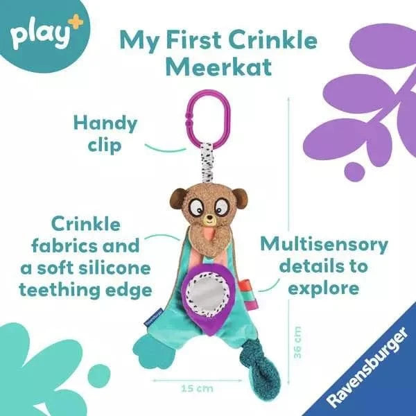 Play+ Infant Sensory Toys Crinkle & Chew Meerkat