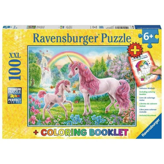 Ravensburger 100 Piece Puzzles Magical Unicorns (w/Coloring Booklet) 100 Piece Puzzle