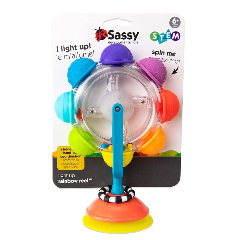 Sassy Infant Sensory Toys Light Up Rainbow Reel Tray Toy