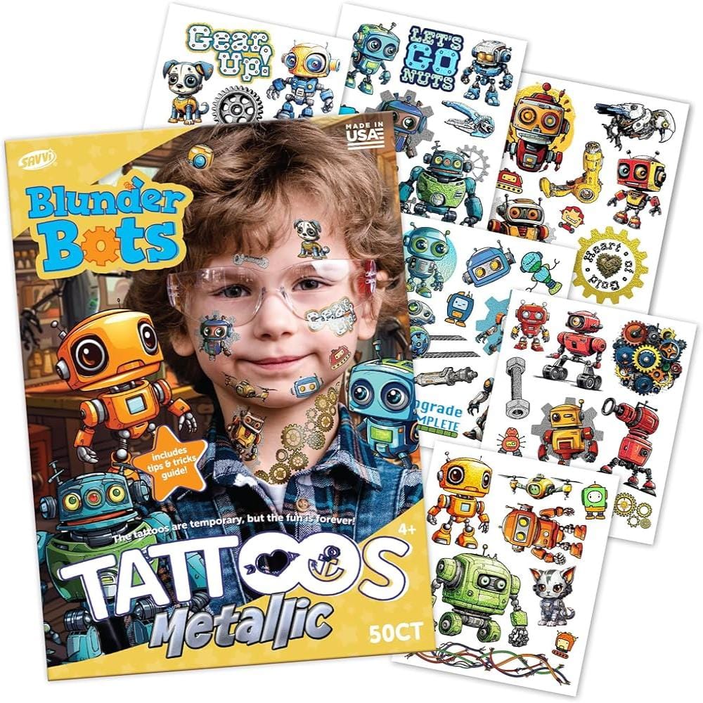 Savvi Temporary Tattoos Default Blunder Bots Metallic Tattoos